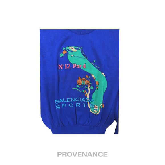 🔴 Balenciaga Sports Golf Crewneck Wool Sweatshirt - Blue L - Picture 4 of 10